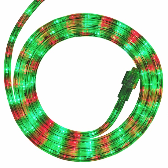 18' Red, Green LED Rope Light, 2 Wire 1/2", 120 Volt