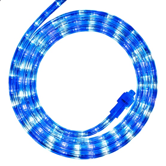 18' Blue, Cool White LED Rope Light, 2 Wire 1/2", 120 Volt