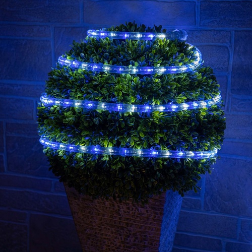 18' Blue, Cool White LED Rope Light, 2 Wire 1/2", 120 Volt