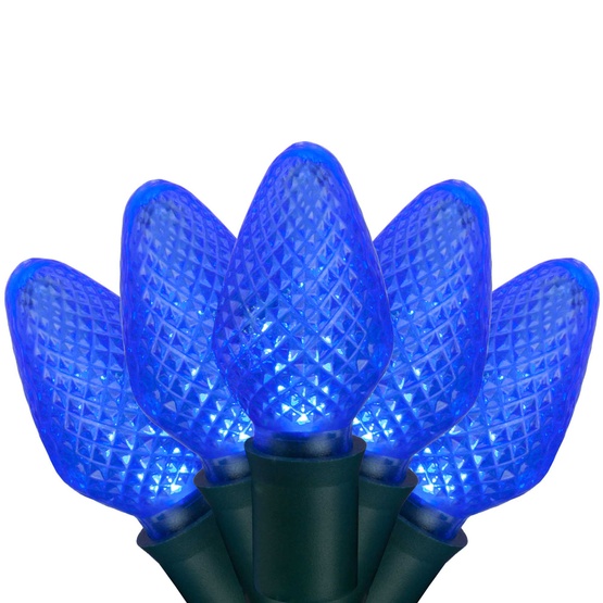 25 C7 Blue LED Christmas Lights, 8" Spacing