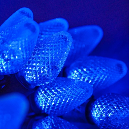 25 C7 Blue LED Christmas Lights, 8" Spacing