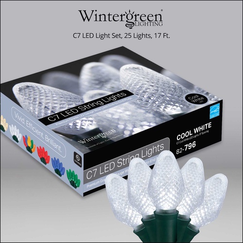 C7 Cool White LED Christmas Lights