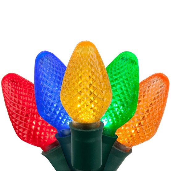 25 C7 Multi Color LED Christmas Lights, 8" Spacing