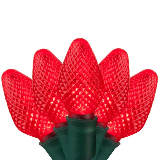 25 C7 Red LED Christmas Lights, 8" Spacing