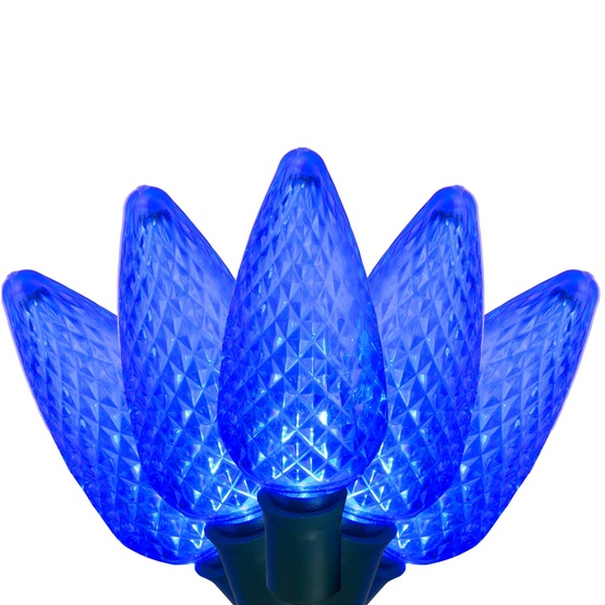 25 C9 Blue LED Christmas Lights, 8" Spacing