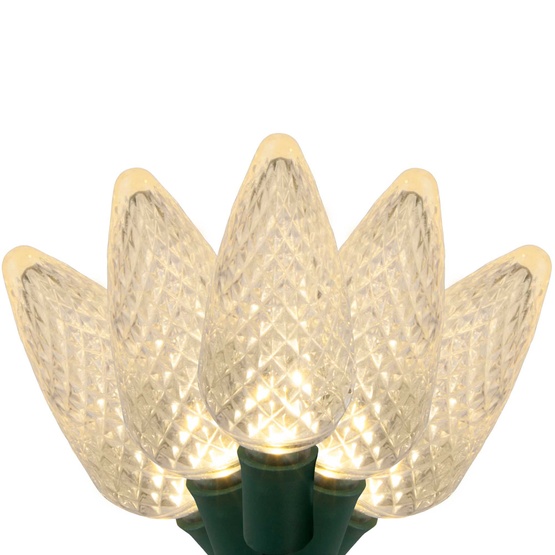 25 C9 Warm White LED Christmas Lights, 8" Spacing