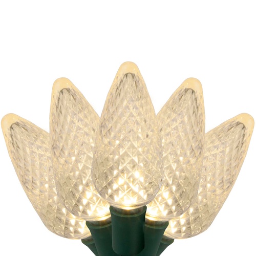 25 C9 Warm White LED Christmas Lights, 8" Spacing