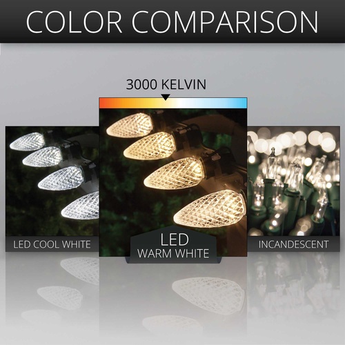 C9 Warm White OptiCore LED Christmas Light Bulbs, Box of 25