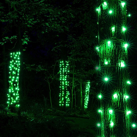 StretchNet Pro 20" x 45" Tree Wrap Lights, 5mm LED, 50 Green Lights, Brown Wire