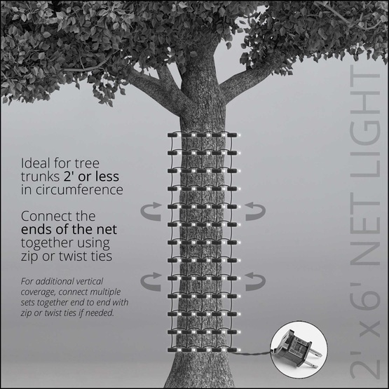 2' x 6' LED Trunk Wrap Lights - 100 Warm White Lamps - Brown Wire