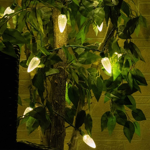 25 C9 Warm White LED Christmas Lights, 8" Spacing