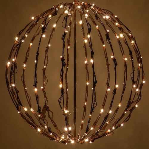 Warm White LED Christmas Light Ball, Fold Flat Brown Frame
