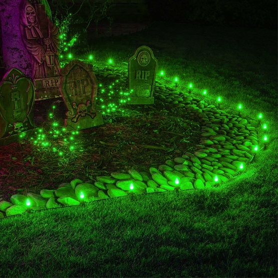 25 C7 Green LED Christmas Lights, 8" Spacing