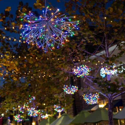 24" Silver Starburst Lighted Branches, Multicolor LED Twinkle Lights, 1 pc