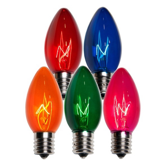 C9 Multicolor Christmas Light Bulbs, Transparent