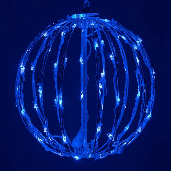 Blue LED Christmas Light Ball, Fold Flat White Frame