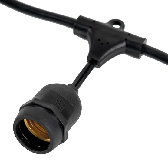 100' E26 Commercial Patio Light Stringer, SJTW Black Wire, 24" Spacing