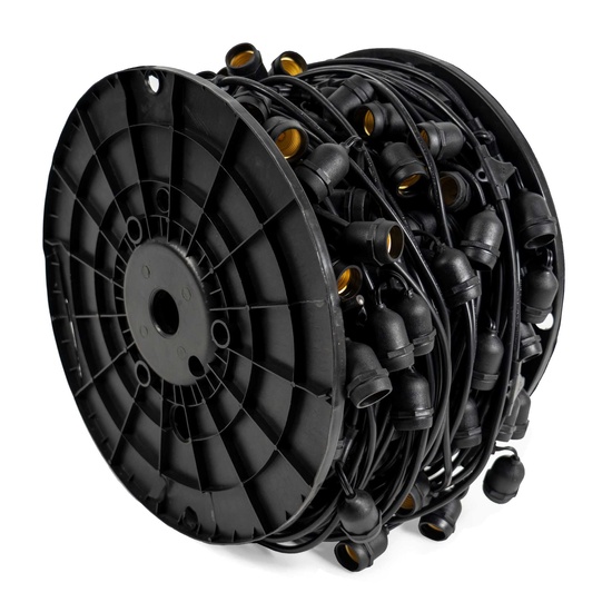 330' E26 Commercial Patio Light Stringer, SJTW Black Wire, 24" Spacing