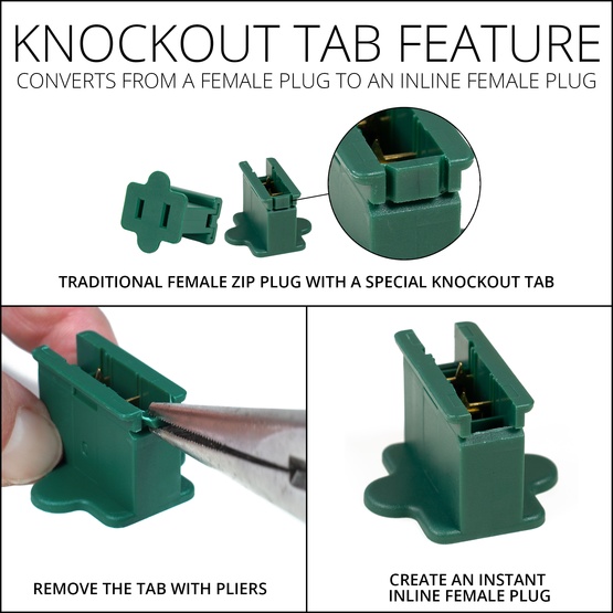 Green Christmas Light Plug, Polarized Female Zip Plug, SPT1