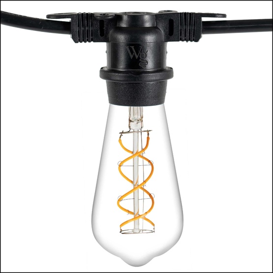 15' ST64 FlexFilament TM LED 5W Edison Bulb Patio Lights, Commercial Black Wire