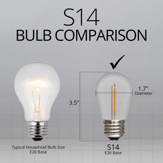 S14 120V Dimmable Warm White Shatterproof LED Filament Edison Bulb, 5 Pack