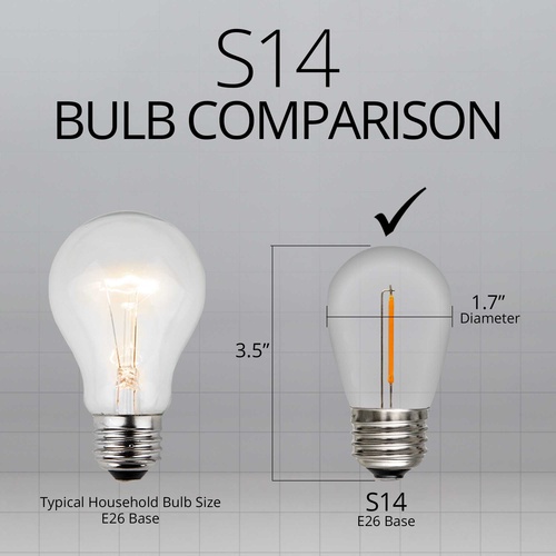 S14 120V Dimmable Warm White Shatterproof LED Filament Edison Bulb, 5 Pack