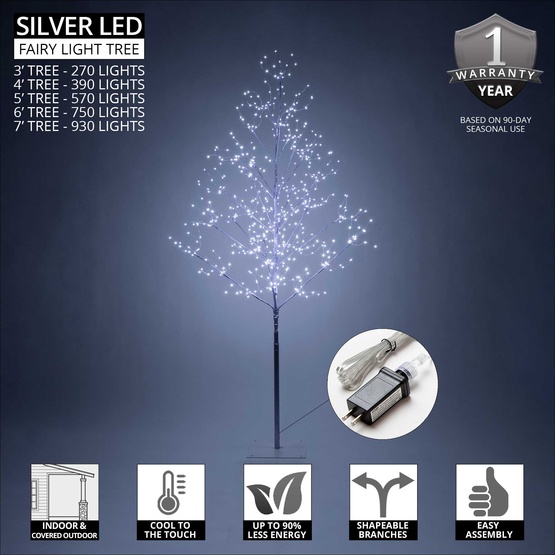 3' Silver Fairy Light LED Tree 