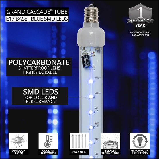 12" T8 120V Blue Grand Cascade SMD LED Light Tubes