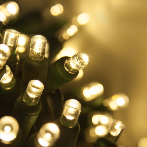 70 5mm Warm White LED Christmas Lights, 4" Spacing, Contractor Pack
