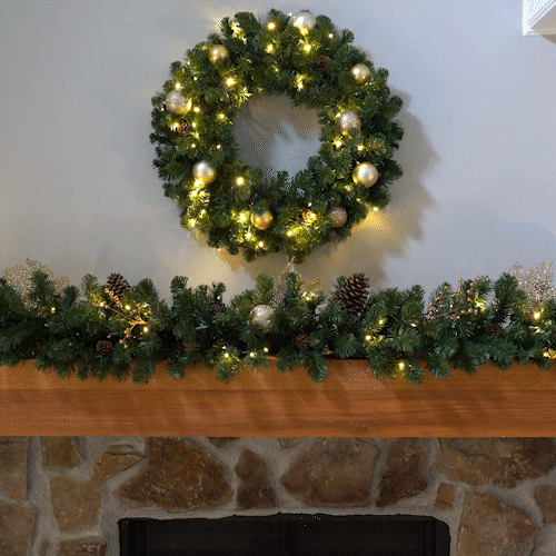 24" Pre-lit Commercial Oregon Fir LED Holiday Wreath, 50 Warm White SoftTwinkle Lights