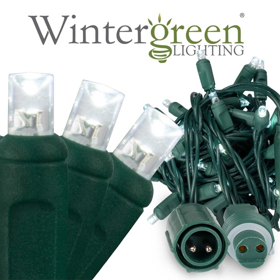 50 WeatherPRO TM 5mm Cool White LED Christmas Lights, 4" Spacing