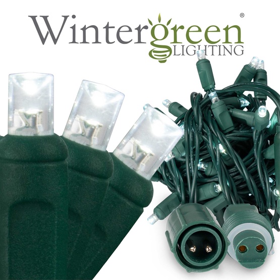50 WeatherPRO TM 5mm Cool White LED Christmas Lights, 4" Spacing