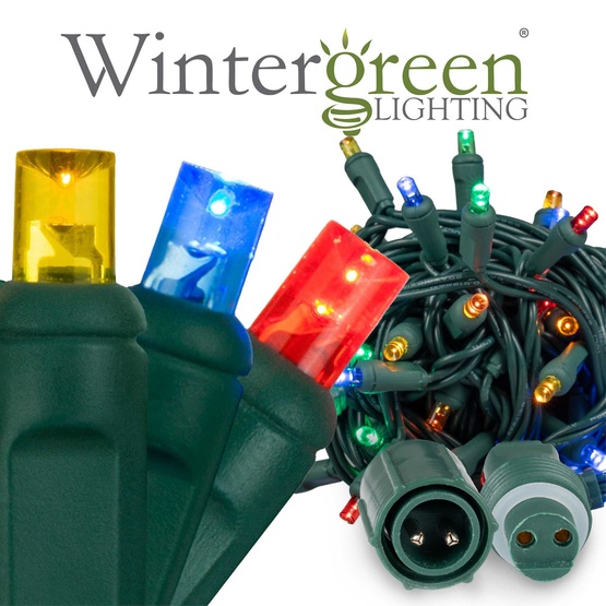 50 WeatherPRO TM 5mm Multi Color LED Christmas Lights, 4" Spacing