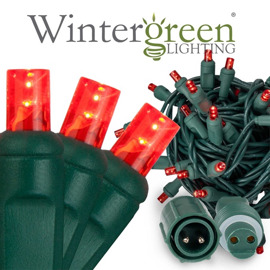 50 WeatherPRO TM 5mm Red LED Christmas Lights, 4" Spacing