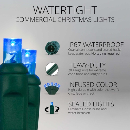 WeatherPRO TM 5mm Blue LED Christmas Lights