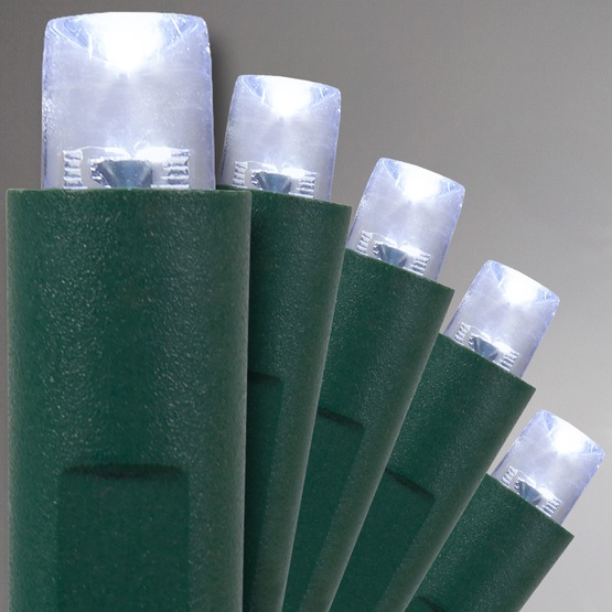 50 Cool White Outdoor LED Christmas Tree Lights, Mini 5MM, 4" Spacing