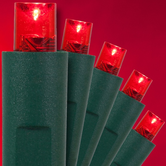50 Red Outdoor LED Christmas Tree Lights, Mini 5MM, 4" Spacing