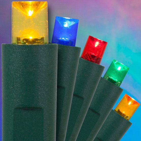 50 Multi Color Outdoor LED Christmas Tree Lights, Mini 5MM, 4" Spacing