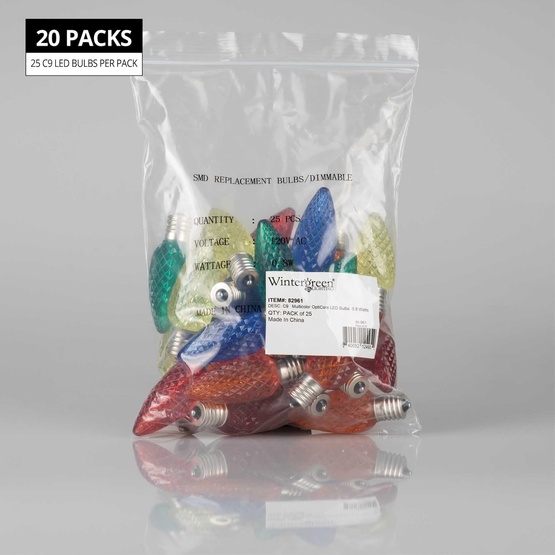C9 Multicolor OptiCore LED Christmas Light Bulbs, Contractor Pack
