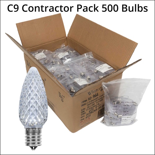 C9 Cool White OptiCore LED Christmas Light Bulbs, Contractor Pack