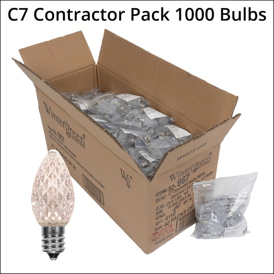 C7 Warm White OptiCore LED Christmas Light Bulbs, Contractor Pack