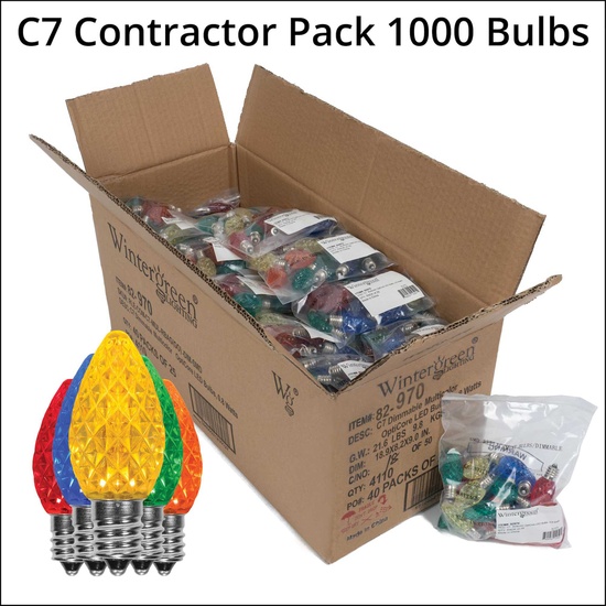 C7 Multicolor OptiCore LED Christmas Light Bulbs, Contractor Pack