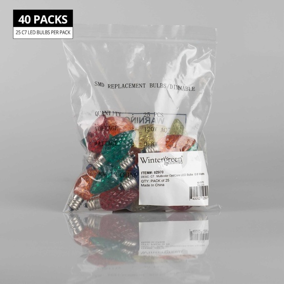 C7 Multicolor OptiCore LED Christmas Light Bulbs, Contractor Pack