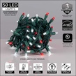 70 5mm Red, Cool White LED Christmas Lights, 4" Spacing
