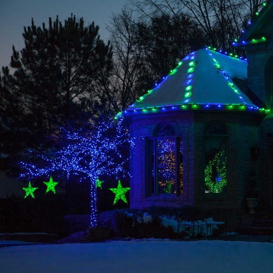 70 5mm Blue LED Christmas Lights, 4" Spacing