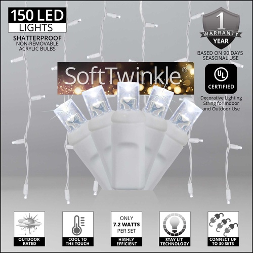 150 Cool White SoftTwinkle LED Curtain Lights