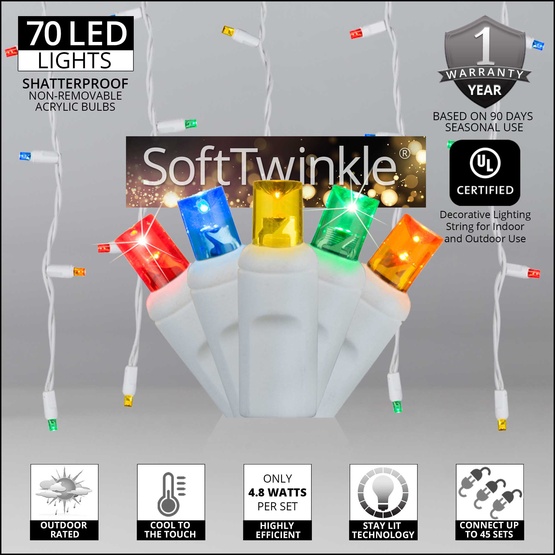 70 5mm Multicolor SoftTwinkle LED Icicle Lights