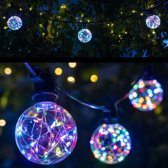 15' G95 RGB Color Change LEDimagine TM Globe String Lights, Commercial Black Wire