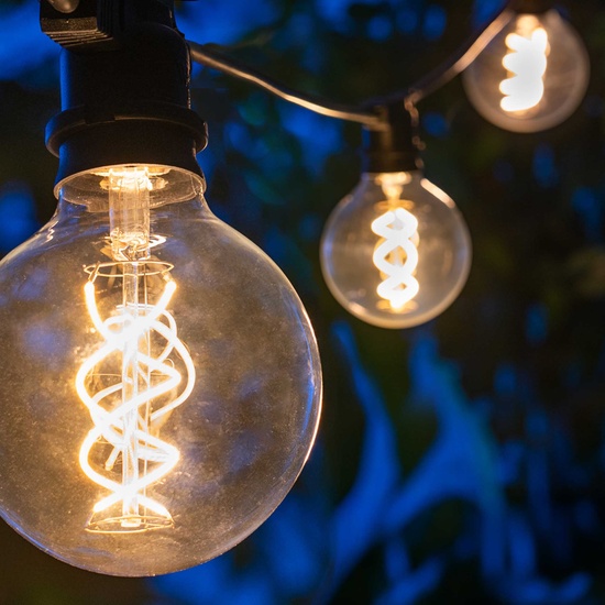 15' G95 FlexFilament TM LED Edison Bulb Globe Lights Commercial Black Wire