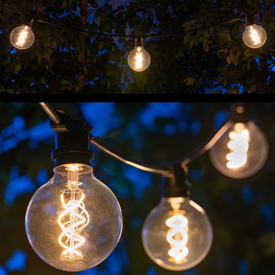 15' G95 FlexFilament TM LED Edison Bulb Globe Lights Commercial Black Wire